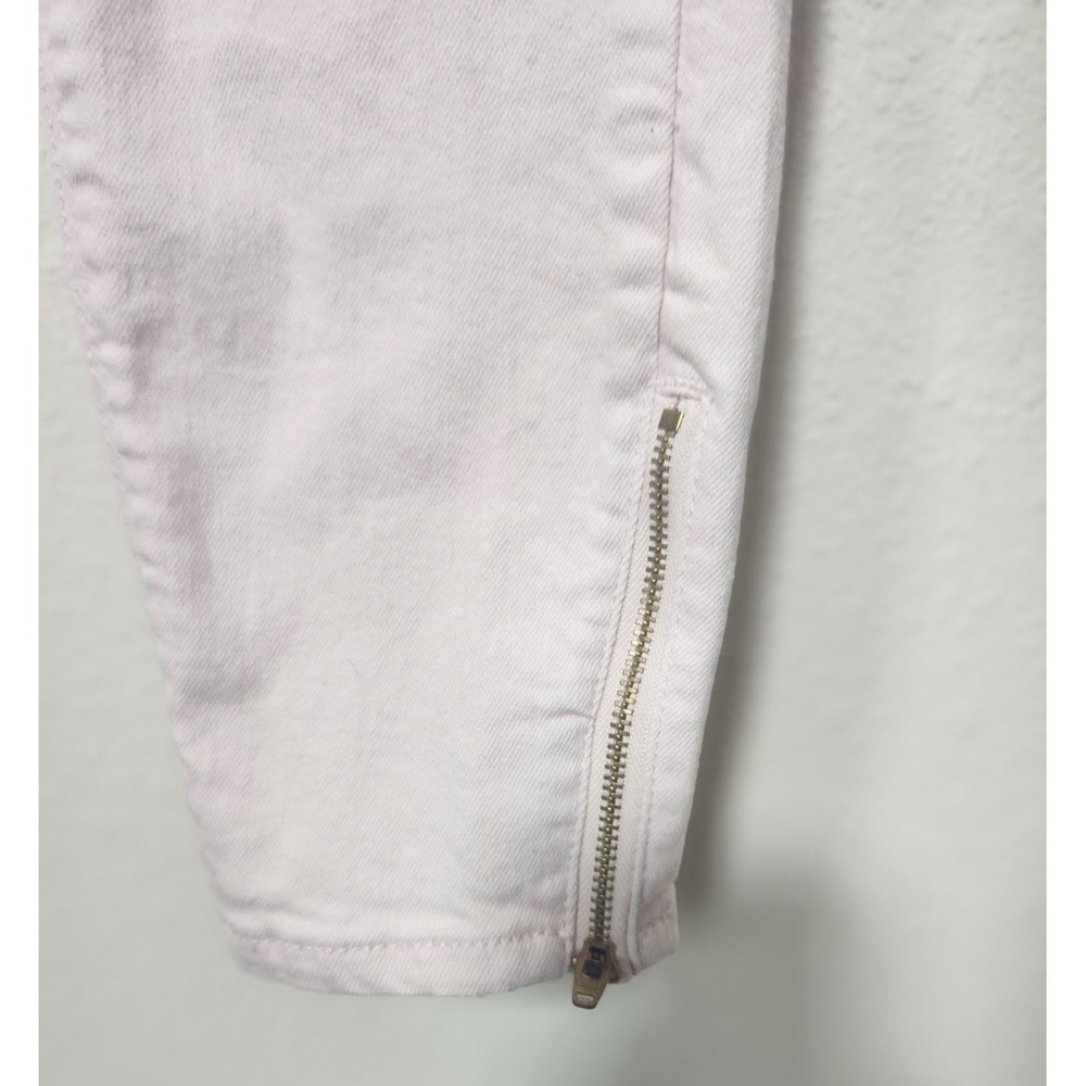 White House Black Market Pink Jeans Size 6 Skinny Ankle Gold Zip Leg Metallic - Picture 4 of 11